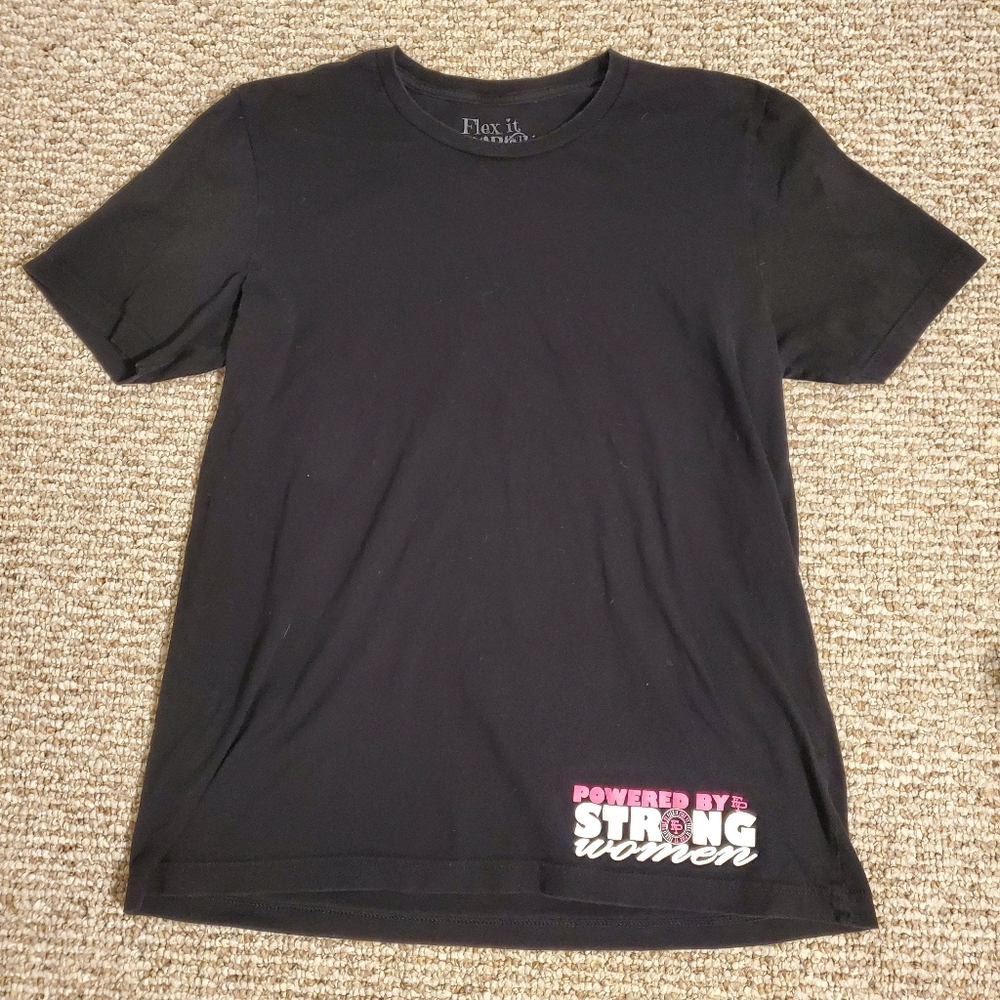 Women's Flex It Pink Powered By Strong Women Tshirt